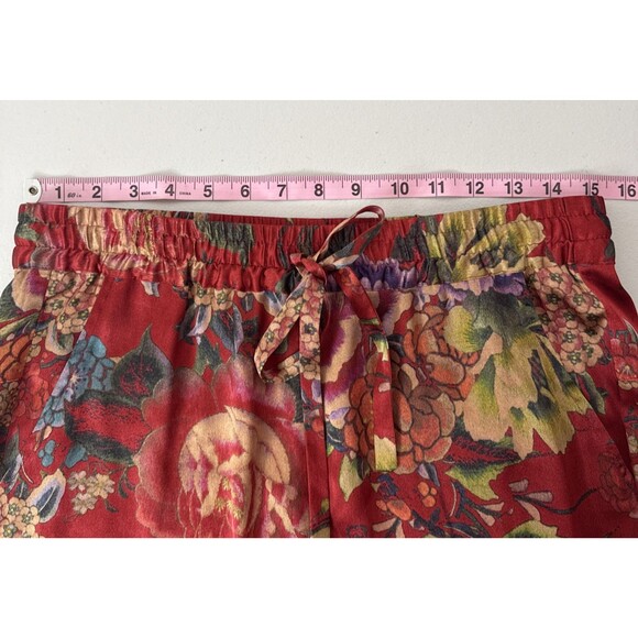 Biya Johnny Was Silk Floral Crop Pants Women's Size XS Pull On Pockets - Picture 12 of 16